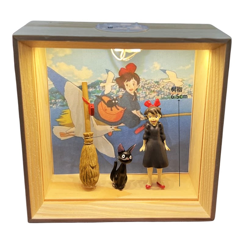 新品宫崎骏龙猫黑猫卧室书房摆件木相框小夜灯魔女宅急便生日礼物