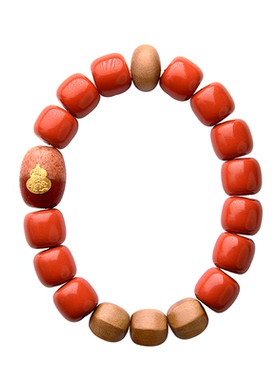 朱砂手串老山檀红肉天珠手链