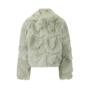 NanaJacqueline冬季新款狐狸毛立领皮草女轻奢双侧口袋剪毛短外套