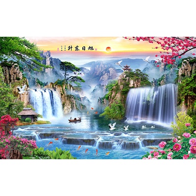 客厅风水画新中式墙贴画自粘沙发