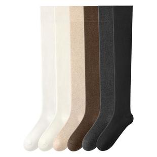 过膝长筒袜子女秋冬护膝保暖毛圈加绒加厚压力显瘦黑色高筒大腿袜