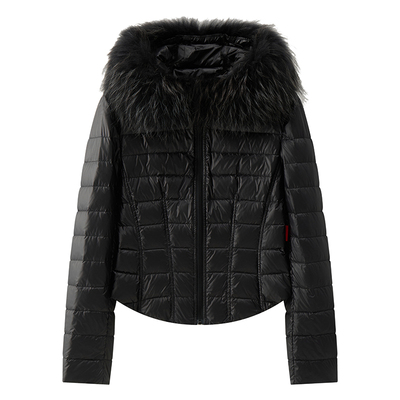 DID DAILY:Elsie 貉子毛领修身排骨三防自发热90白鹅绒羽绒服