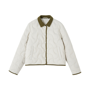 indicia标记25年冬新款韩系撞色灯芯绒拼接领短款羽绒服L2D5YR260