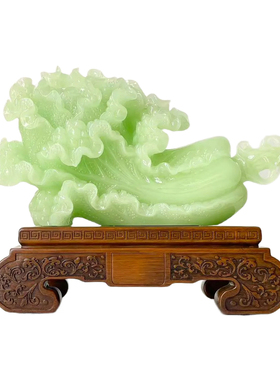 百财聚来玉白菜新中式装饰摆件