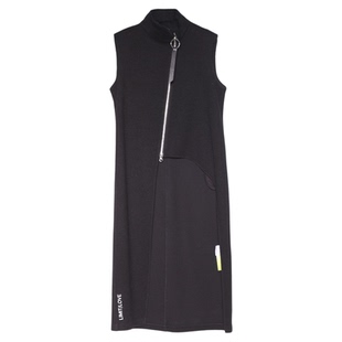 Lapargay纳帕佳2024春季新款女式黑色中性休闲不对称个性呢料马甲