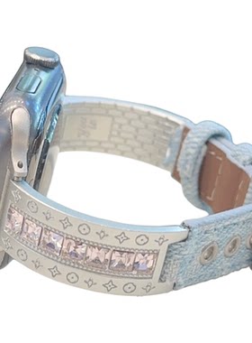 方钻金属链条皮革适用iwatch表带