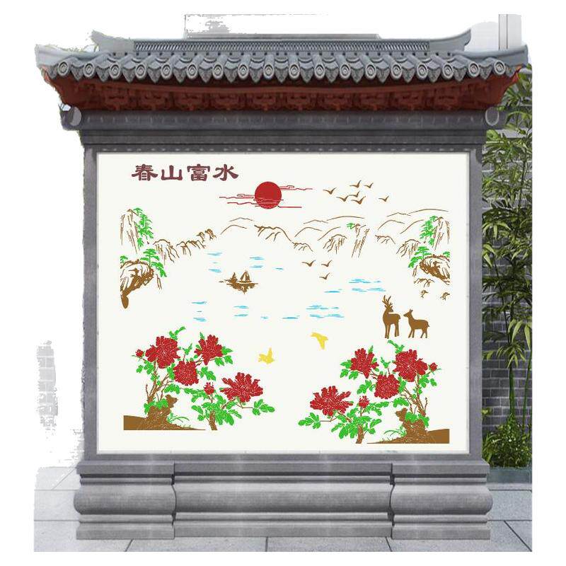 美艺佳外墙中式喷漆模板图案牡丹