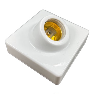 明装加厚款斜角45度陶瓷螺口灯座加厚斜口E27方形灯座LED节能灯头