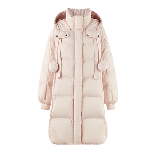 MISSCOCOON可可尼连帽中长款2025冬新款宽松安心鸭绒泡芙羽绒服女
