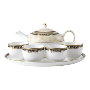 WEDGWOOD威基伍德丰饶之角中式茶具六件套骨瓷茶壶杯托盘