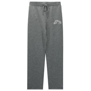 Ed Hardy埃德哈迪冬季新款手绣手缝米珠抽绳直筒女士针织长裤