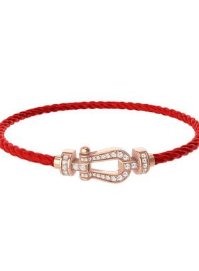 【自营】中古99新斐登FORCE 10手链18K玫瑰金镶钻手链编织链绳