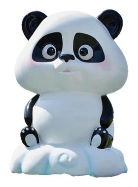 卡通熊猫玻雕塑景区造景装饰摆件