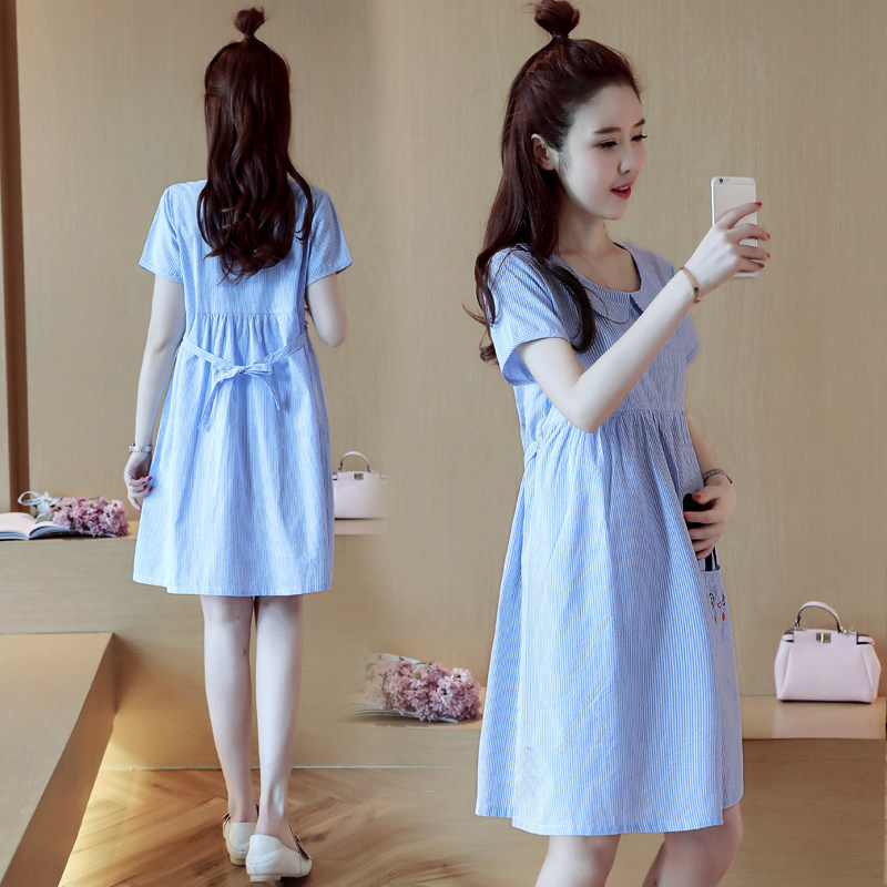 孕妇装夏装哺乳连衣裙大码辣妈韩版外出裙子小个子套装夏天夏季