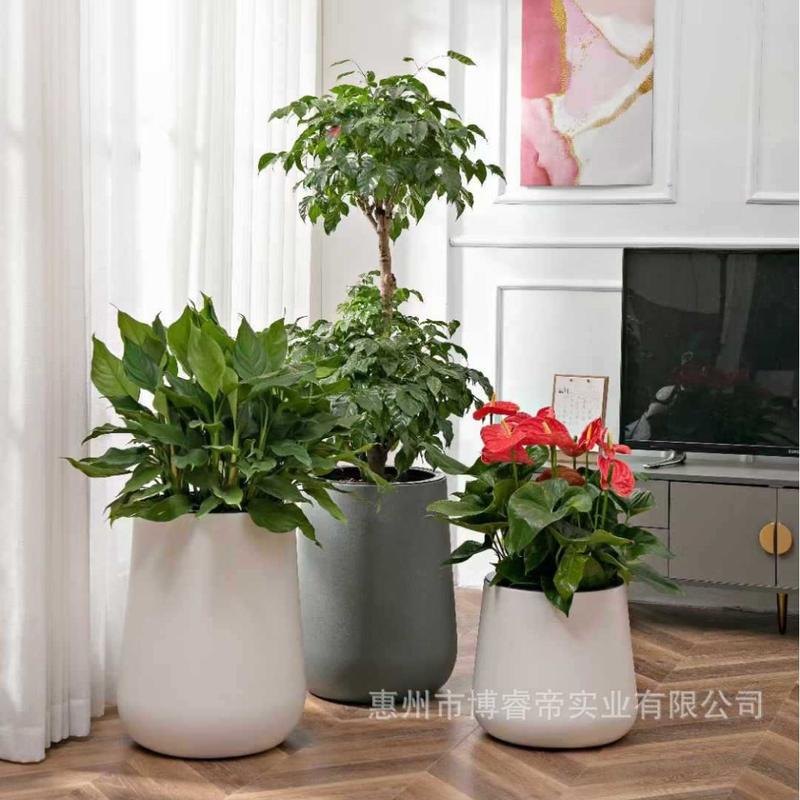 户外花箱商场花盆落地种植圆形花玻璃钢园林景观钵陈池缸美花盆花