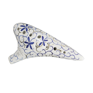 官方正品 青花瓷描金陶笛12孔AC调十二孔陶笛中音C调初学专业演奏