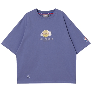 【NBA联名湖人队】杰克琼斯男装春夏新款重磅纯棉舒适宽松短袖T恤