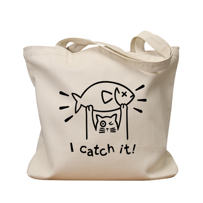 catch猫鱼复古休闲手提帆布包