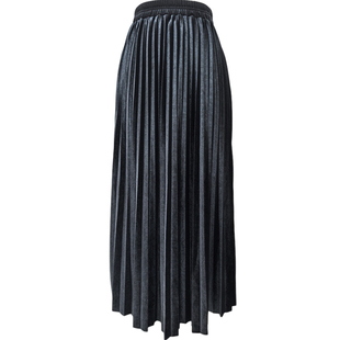 丝绒百褶半身裙女春秋季2024新款黑色a字大摆舞蹈高腰气质长裙子