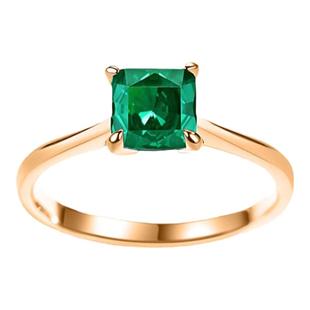 纯18K玫瑰金进口D色莫桑石公主方绿宝石戒指简约可过笔钻戒女新款