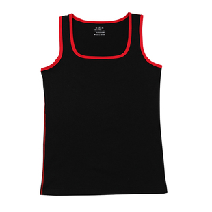 纯棉方领男士背心运动健身跨栏薄款无痕黑色背心男夏季两根筋汗衫