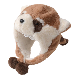 冬季儿童帽子保暖护耳男女童可爱浣熊女孩冬帽宝宝毛绒帽防寒潮