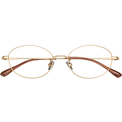 超轻纯钛金丝椭圆眼镜近视女