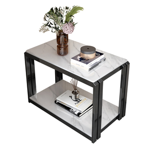 免组装不锈钢沙发边几客厅小茶几家用高端角几钢化玻璃岩板石方几