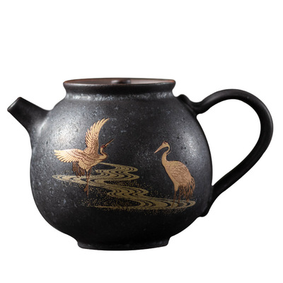 银斑黑陶茶壶｜金知玉叶小壶呈祥