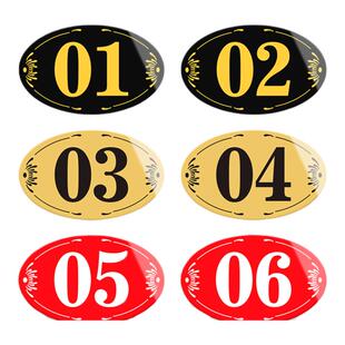 桌球台球桌号码号牌数字号码牌台球厅灯位台球灯标牌柜编号提示牌顺序贴亚克力台杆柜号储物柜标识标签分类