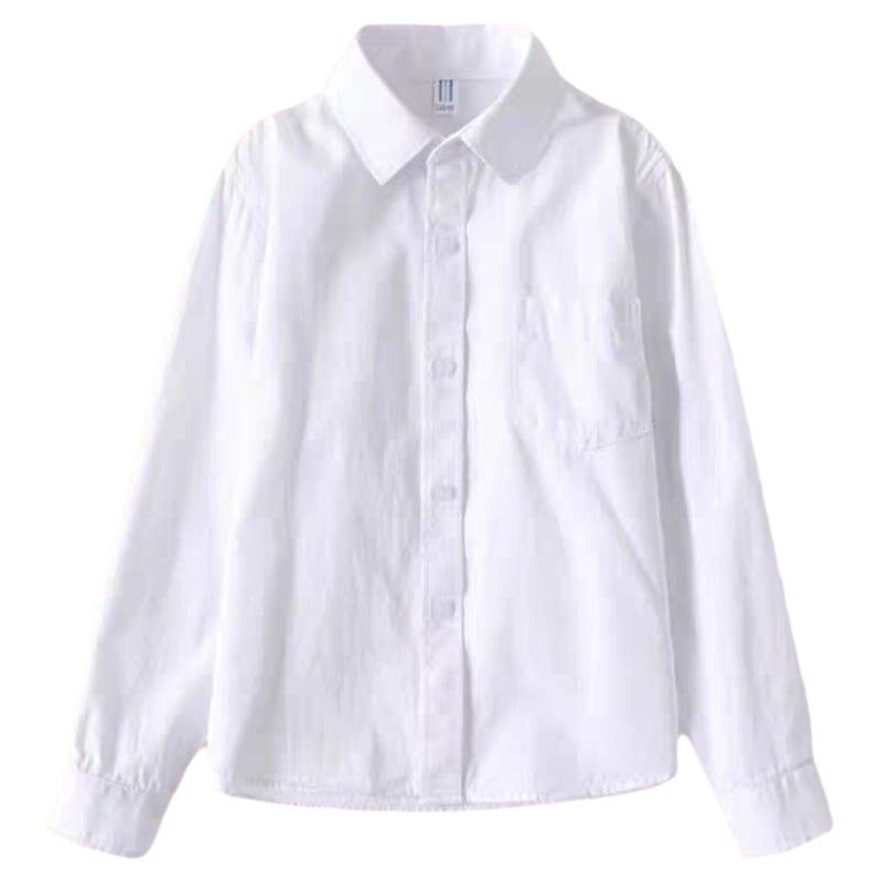 中小学生白衬衫儿童纯棉白色衬衣校服男童学院风班服女童表演出服