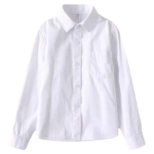 中小学生白衬衫儿童纯棉白色衬衣校服男童学院风班服女童表演出服