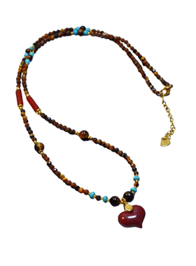 轻奢小众设计款超长款项链多层美拉德虎眼石颈链毛衣链时尚饰品