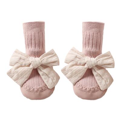 小公主蝴蝶结鞋袜春秋季硅胶防滑