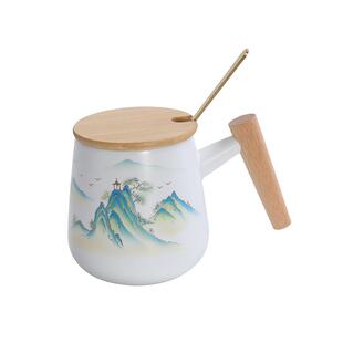 茶水分离陶瓷杯办公室水杯陶瓷马克杯带盖大容量创意礼品定制杯子