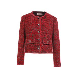 【商场同款】JESSIE小香风圆领短款外套女2025年初春款气质上衣