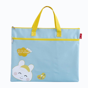 可爱卡通A4手提文件袋拉链大容量多层试卷收纳袋帆布中小学生补习袋儿童美术补课包孕检产检病历防水资料册袋