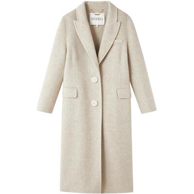 谜底羊毛呢长大衣长袖2025年冬季新品戗驳领直角正肩女254MD1484