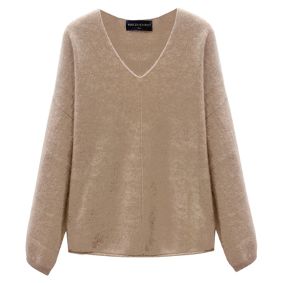 ZB珍贝100%山羊绒绒V领女衫