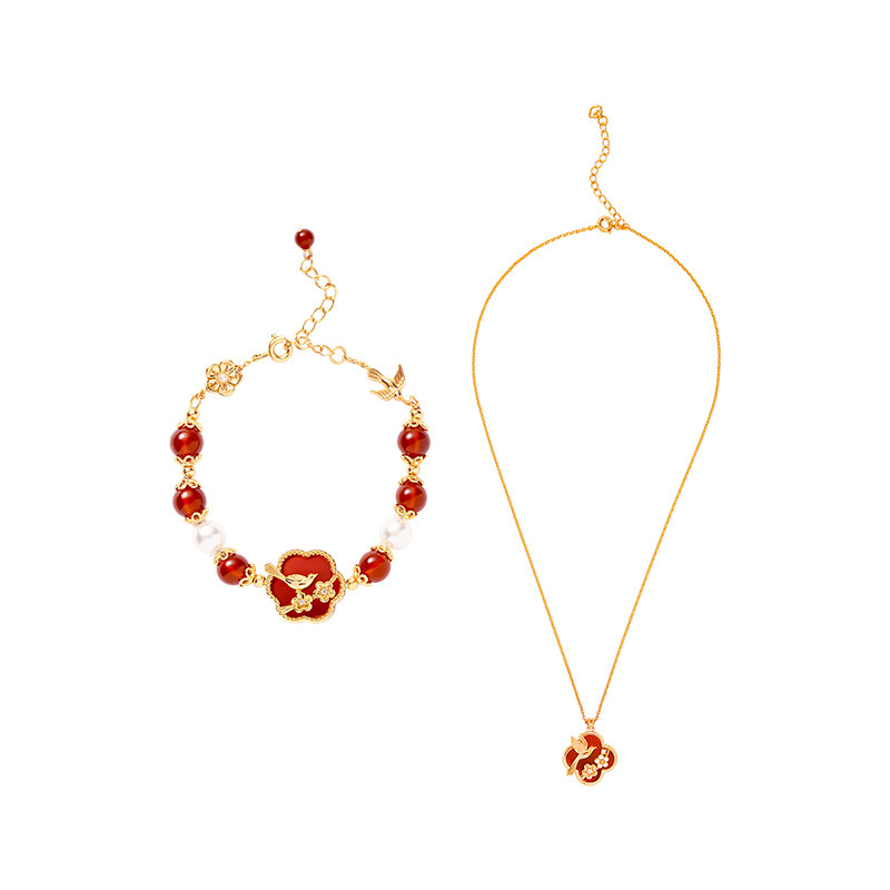 故宫淘宝｜喜上梅梢红玛瑙手链项链文创毕业生日新婚结婚订婚礼物