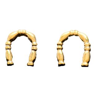 韩国流行10K黄金耳钉女 时尚气质百搭竹节马蹄设计ins素金耳饰潮