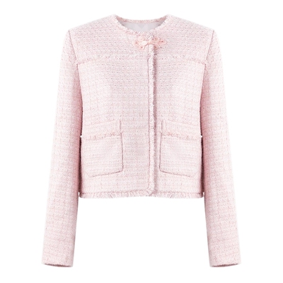 秋水伊人通勤垫肩小香风短外套