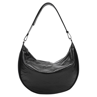 BAMPO半坡头层牛皮月弯包女新款专柜质感通勤月牙斜挎腋下单肩包