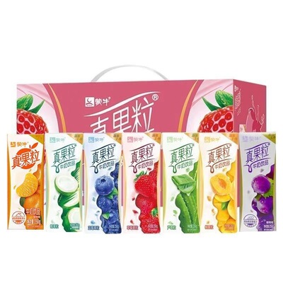8月产 蒙牛真果粒草莓蓝莓味12盒装牛奶混合礼盒装整箱官方旗舰店