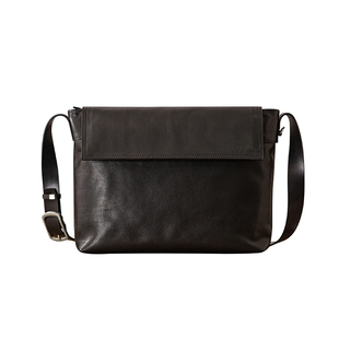 后步原创日式简约男士单肩斜挎包高级感通勤休闲真皮植鞣牛皮包包