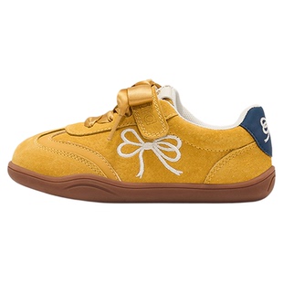 TATA童鞋儿童黄色德训鞋2025秋季新款女童百搭休闲鞋防滑软底板鞋