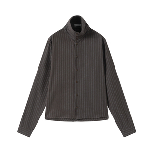 VLABMADE 优雅贵公子老钱风条纹*亚麻混纺垂坠短廓多领型调节衬衫