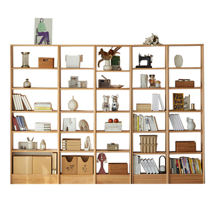 实木书架多层整面墙定制书架橡木定做柜子柜书柜客厅置物架落地