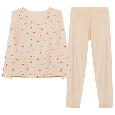 好波2024秋冬打底秋衣薄款修身秋衣套装莱卡棉印花秋衣秋裤HT2408