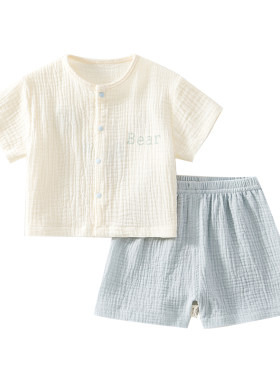 婴儿衣服夏季薄款短袖分体套装男